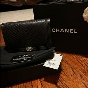 Black Chanel WOC with silver hardware